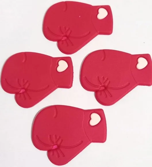 Aplique Luva de Boxe Vermelho e Preto 6 Unidades