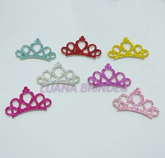 Aplique Coroas Coloridas com Glitter em Eva - Pct c/ 25 Unid