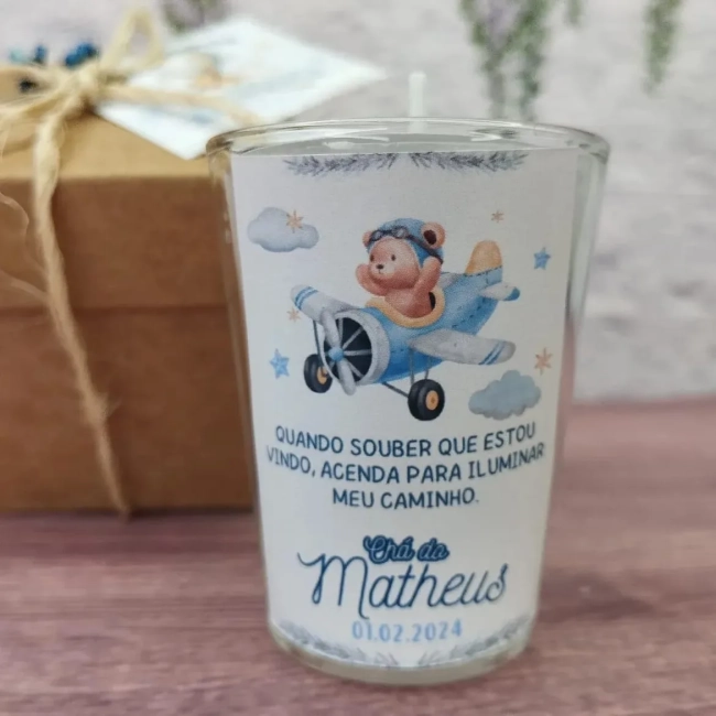 55 Vela Aromática no Copo Lembrancinha Personalizada Chá de bebê, Batizado,Casamento, Aniversario e etc. Fazemos Qualquer Tema