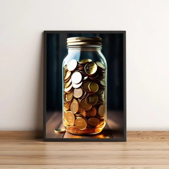 Quadro Cofre Pote de Moedas Decorativo 2709