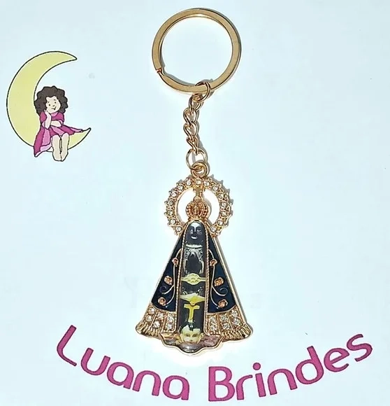 Chaveiro Nossa Senhora Aparecida Dourado com Strass 1 Peça'