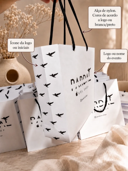 Sacolas de Papel - Personalizada - Alça de Nylon