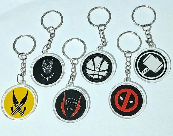 Chaveiro Símbolos Heróis Marvel Acrílico Pct C/6 Unidades