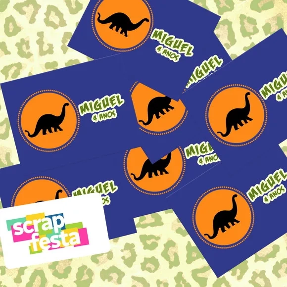 Adesivo Personalizado Retangular Festa Dinossauro