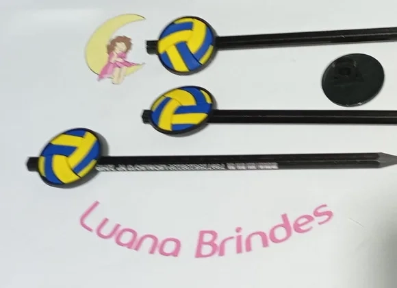 Lápis com Ponteira Bolas de Voley Emborrachada Pct C/30 Unid