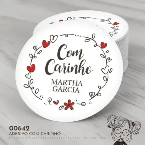 Adesivo Redondo com Carinho - 00642