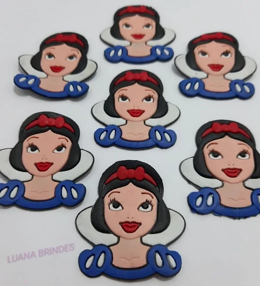 Aplique Branca de Neve de Borracha -pct C/6 Unid