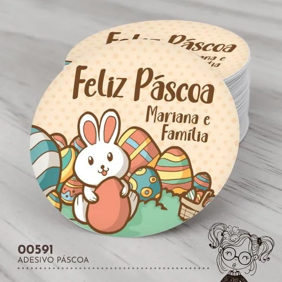 Adesivo Redondo Páscoa - 00591