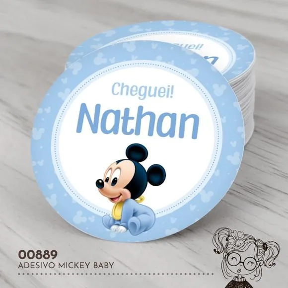 Adesivo Redondo Mickey Baby - 00889
