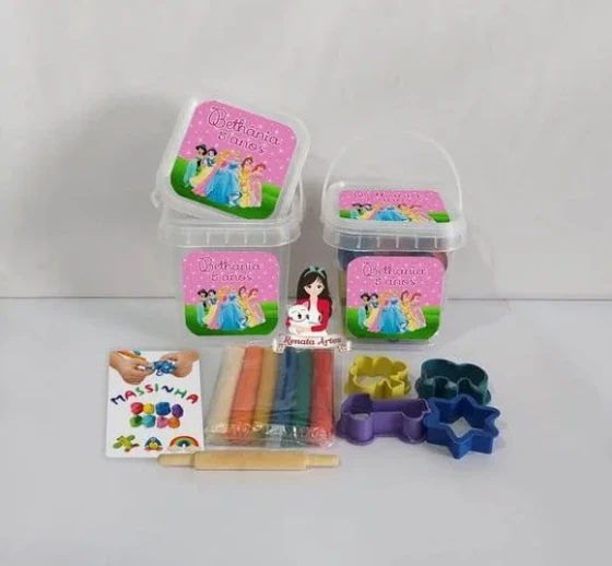 Kit Massinha no Baldinho Personalizado Princesas