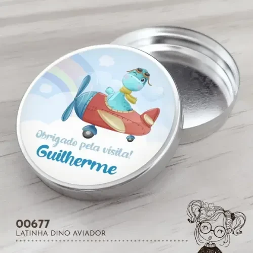 Latinha Adesivada Dino Aviador - 00677