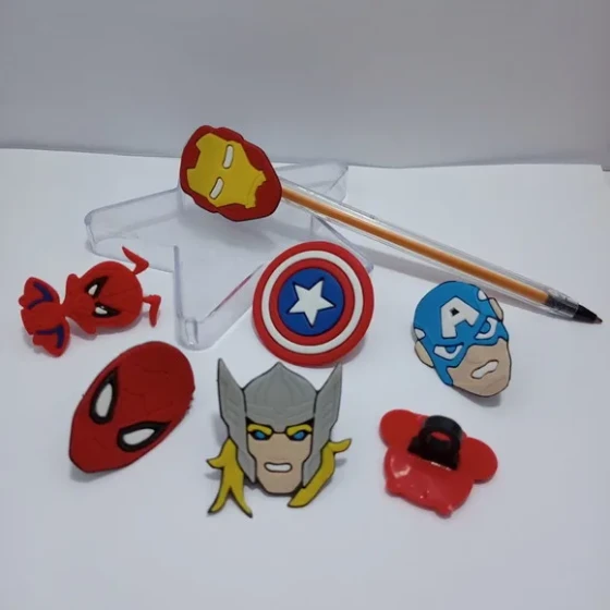 Ponteira para Lapis Super Heroi Borracha Pct 06 Variados