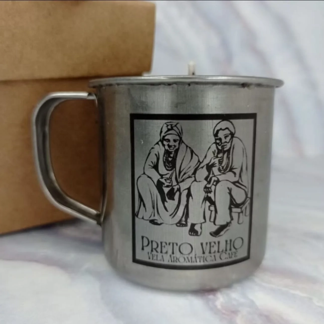 2 Unidades Vela Aromática de Café Preto Velho e Preta Velha