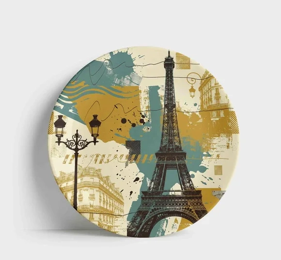 Prato Porcelana Paris 21cm - Torre Eiffel Vintage Retrô