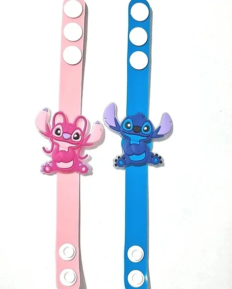Pulseira Stitch e Angel 19cm Emborrachada Pacotes com 3 Peça