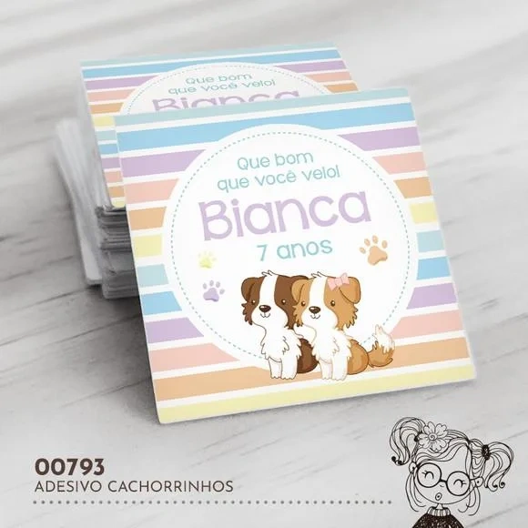 Adesivo Quadrado Cachorrinhos - 00793