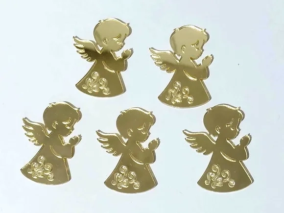 Aplique Anjo Ajoelhado Acrílico 3,5cm Pacote com 10 Unidades