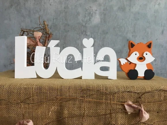 Letras Decorativas - nome em MDF + Raposa
