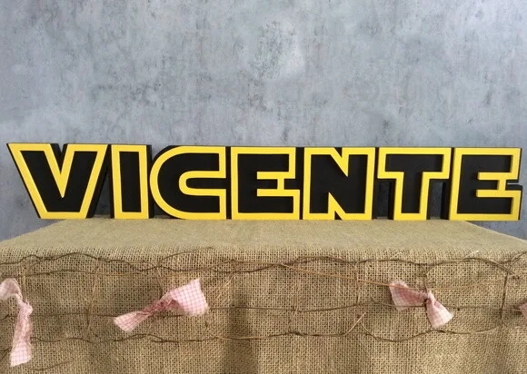 Letras Decorativas Personalizadas em MDF para Quarto de Bebê e Festas - Tema Star Wars