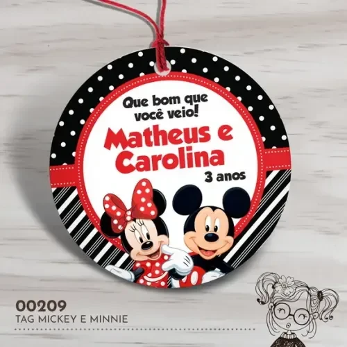 Tag Redonda Mickey e Minnie - 00209