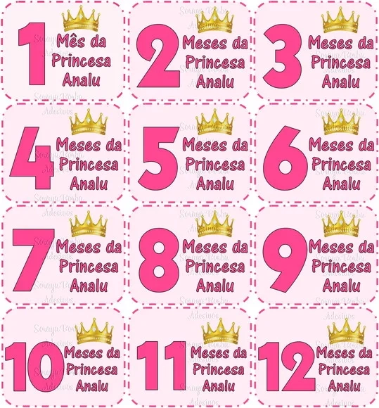 Kit de Adesivo Mêsversário Princesa Nomes