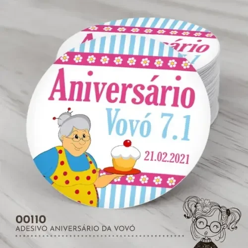 Adesivo Redondo Aniversário da Vovó - 00110