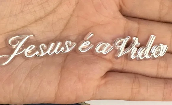 Plaquinhas com Frase jesus É a Vida Prateada Pct C/5 Und
