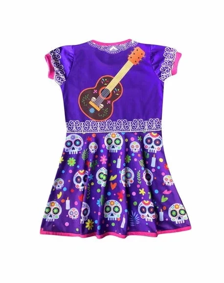 Vestido Infantil Caveira Mexicana Halloween
