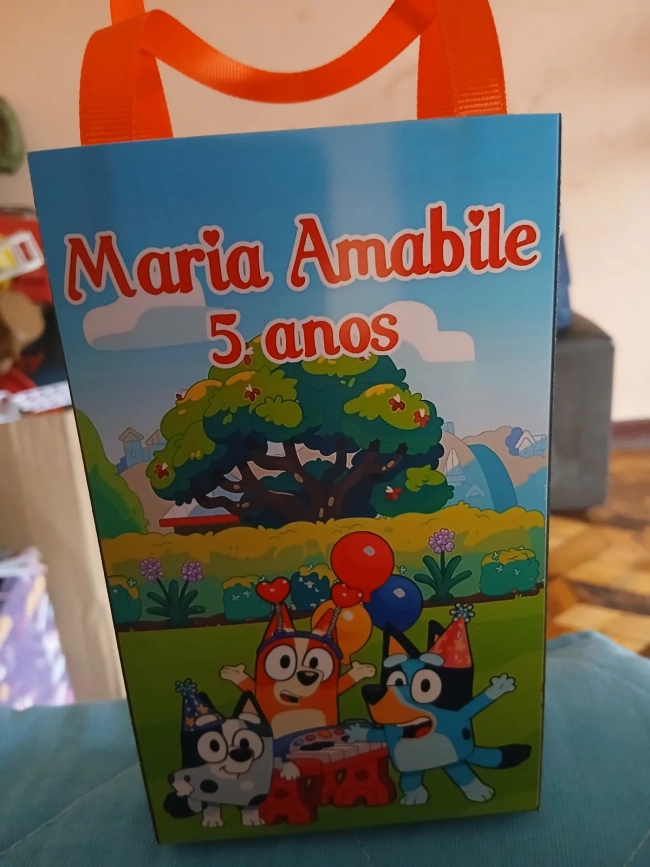 Sacolinha personalizada para lembrancinhas Bluey bingo