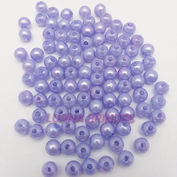 Pérolas Lisa Lilás - 8mm - pct c/ 100 unidades