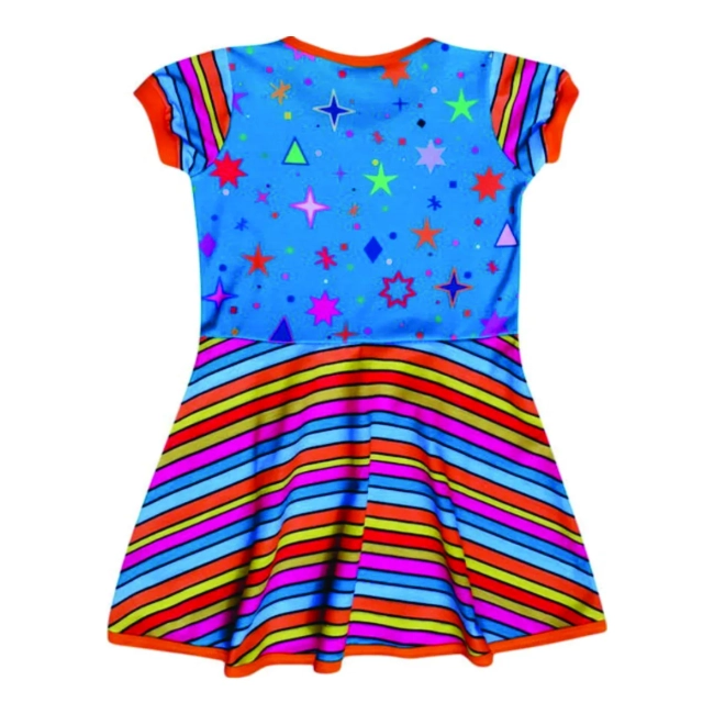 Vestido Infantil Estrelas Galáxia Colorido Temático Festa