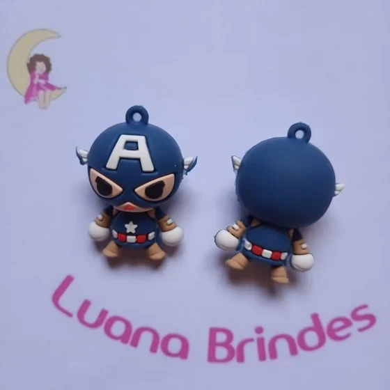 Pingente Capitão America Emborrachado 5cm Pct 2 Unidades