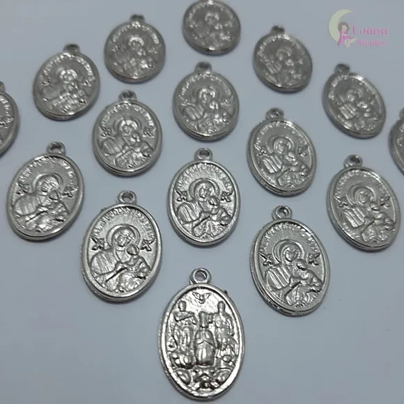 Medalha N.S Perpétuo Socorro de Metal Prata - pct c/11 unid