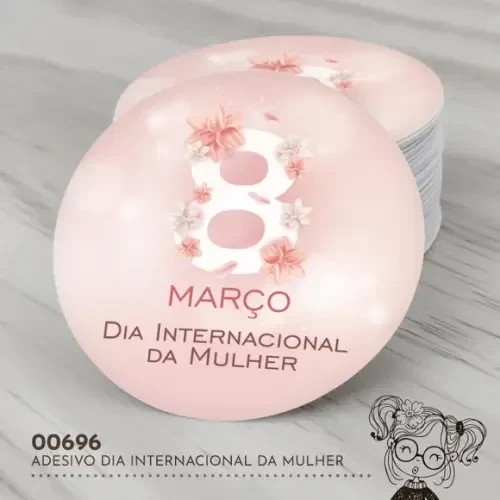 Adesivo Redondo Dia Internacional da Mulher - 00696