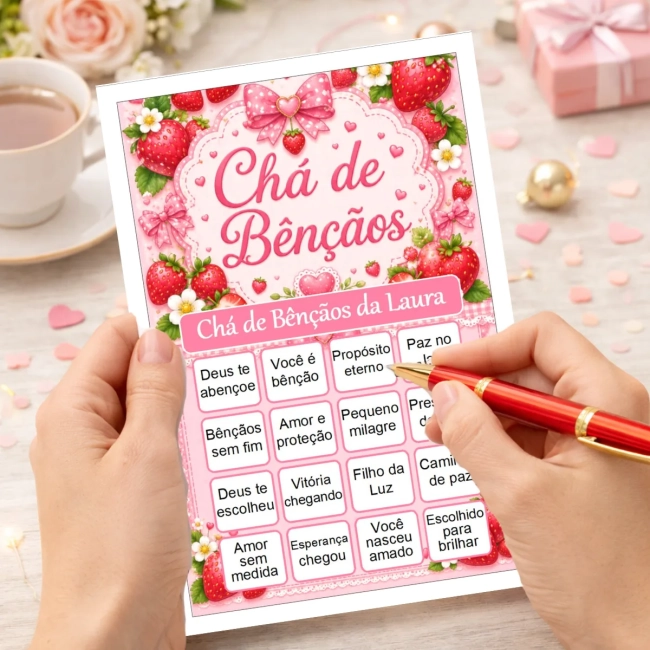 Bingo Chá de Bênçãos Menina PDF Para Imprimir