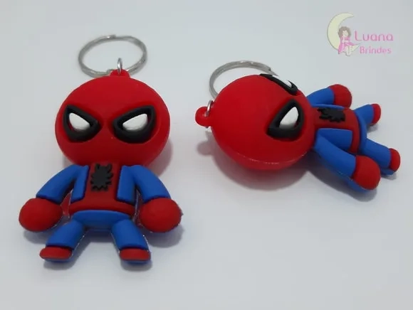 Chaveiro Homem Aranha de Borracha Pct 2 Unidades