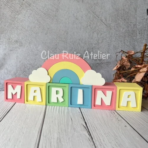 Candy Colors - Cubos 6x6cm Ts + Arco Íris. Decoração Bebê