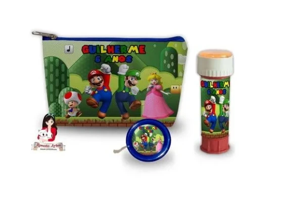 Necessaire com Ioiô e Bolhas de Sabão Super Mario