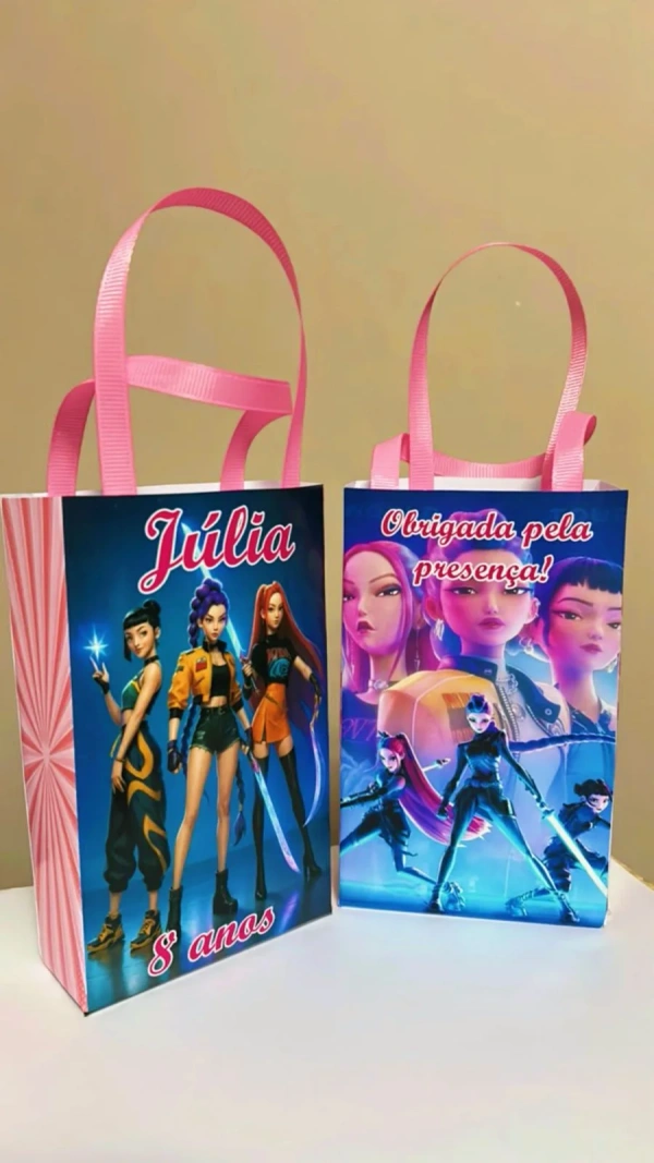 Sacolinhas Personalizadas Guerreiras do Kpop Lembrancinhas Para Aniversário