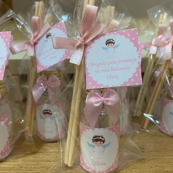 Lembrancinha p/ Batizado Mini Aromatizador Anjinha Rosa