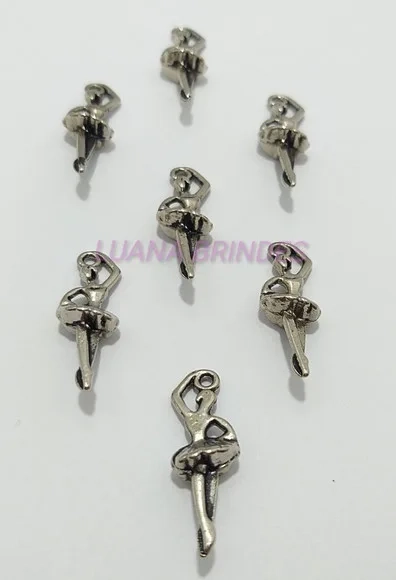 Pingente Bailarina de Metal Prata- Pct C/12 Unid