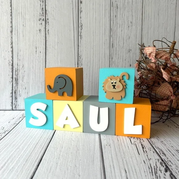 Cubos 6x6cm Decoração Bebê - Safari