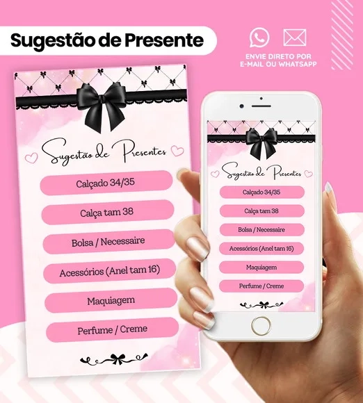 Convite Digital Interativo 15 Anos Rosa e Preto