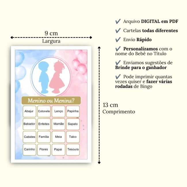 Bingo Chá Revelação PDF Para Imprimir