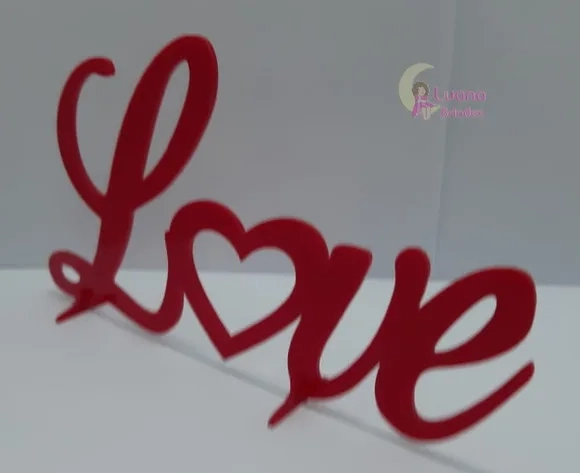 Topo De Bolo/mesa Love De Acrílico Vermelho - 1 Unidade.
