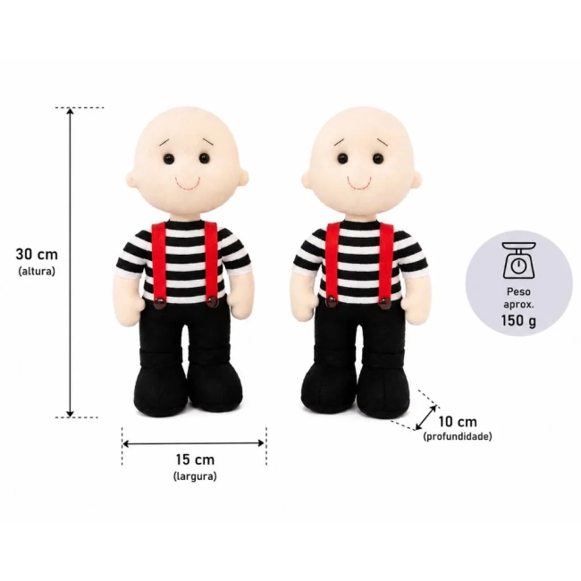 Boneco Irmãos Gêmeos Tweedledee e Tweedledum - Tema Alice Em Feltro 2 peças