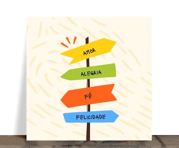 Azulejo Decorativo Placa Amor Alegria Fé Felicidade 15x15