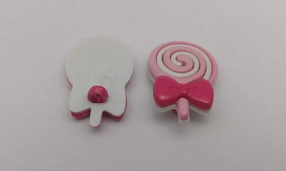 Aplique Botão de Pirulito Rosa de 3,7cm - 15 unidades