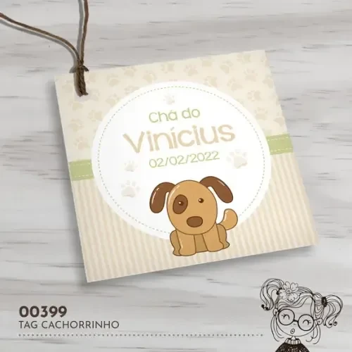 Tag Quadrada Cachorrinho - 00399