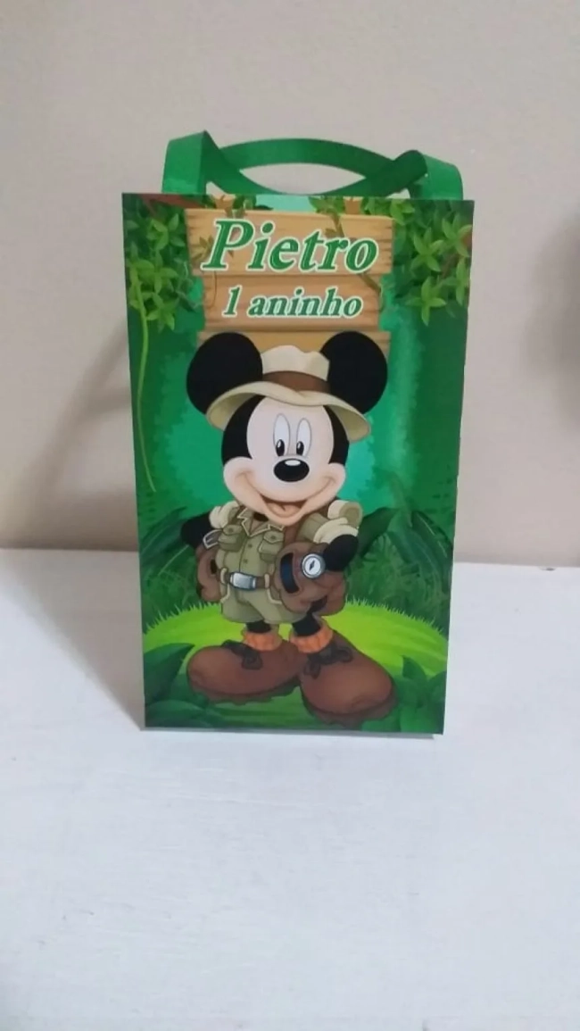 Sacolinhas Personalizadas Mickey Safari para Lembrancinhas